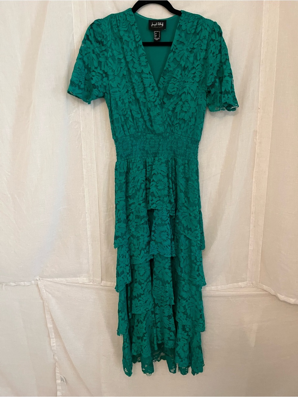 Joseph Ribkoff Teal Lace Tiered Maxi Dress